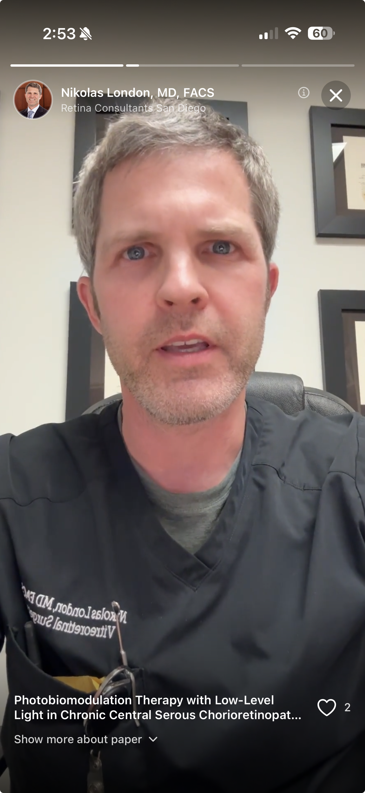 Cited KOL Story video of a retina specialist discussing a paper